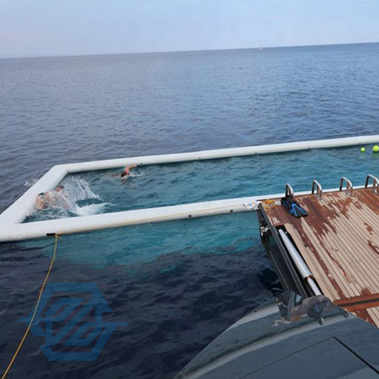 DWF Tecido de Parede Dupla Iate Piscina Flutuante Oceano Inflável Piscina Marítima com Rede